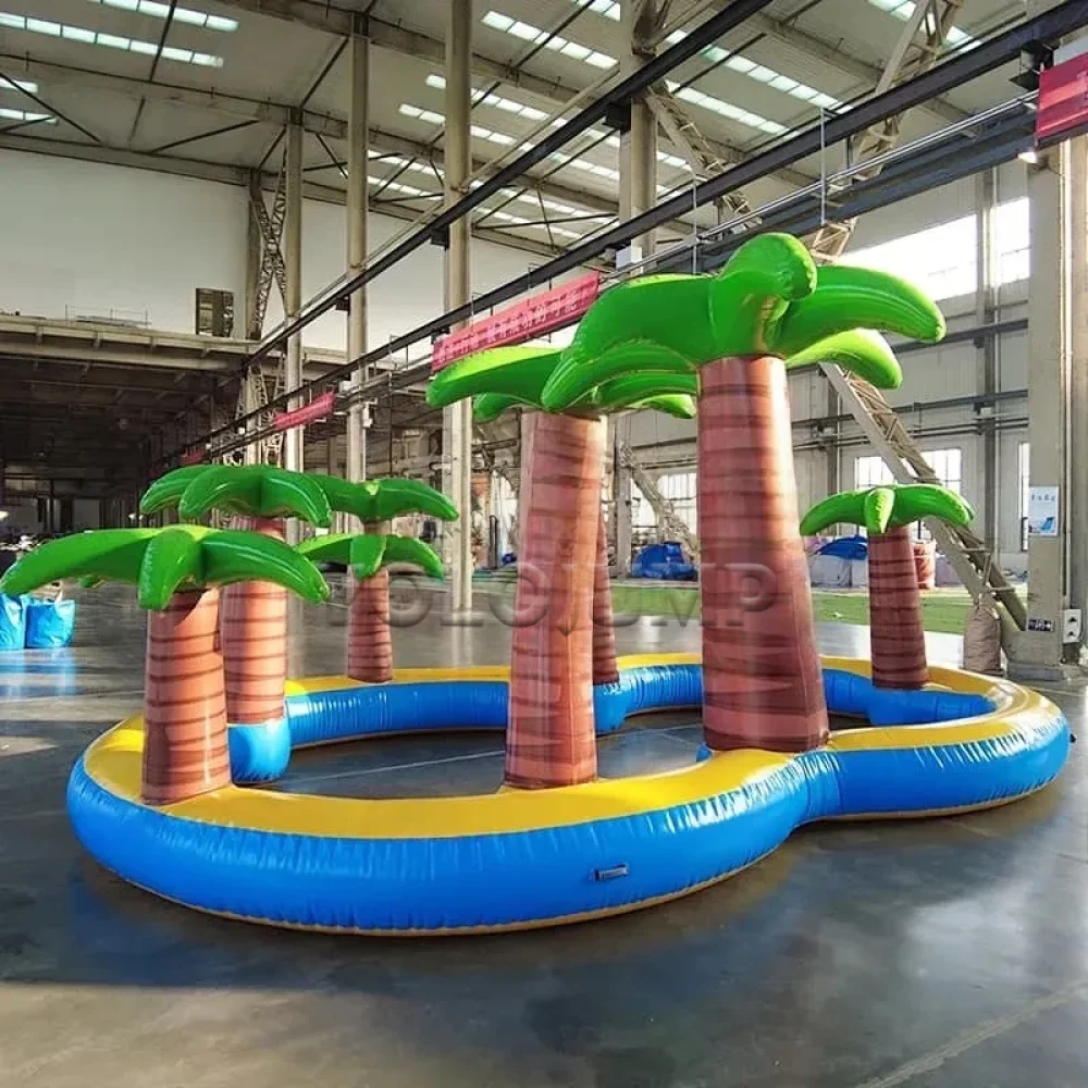 Customizable giant inflatable water island slide park (3)
