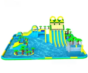Customizable giant inflatable water island slide park (6)