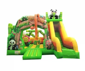 bamboo forest panda theme inflatable bounce house with slide combos (3)