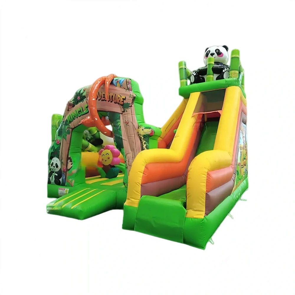 bamboo forest panda theme inflatable bounce house with slide combos (5)