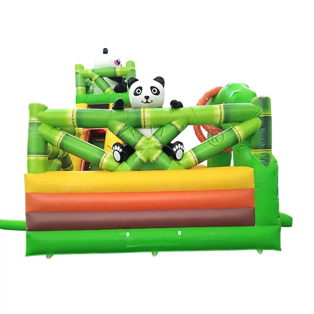 bamboo forest panda theme inflatable bounce house with slide combos