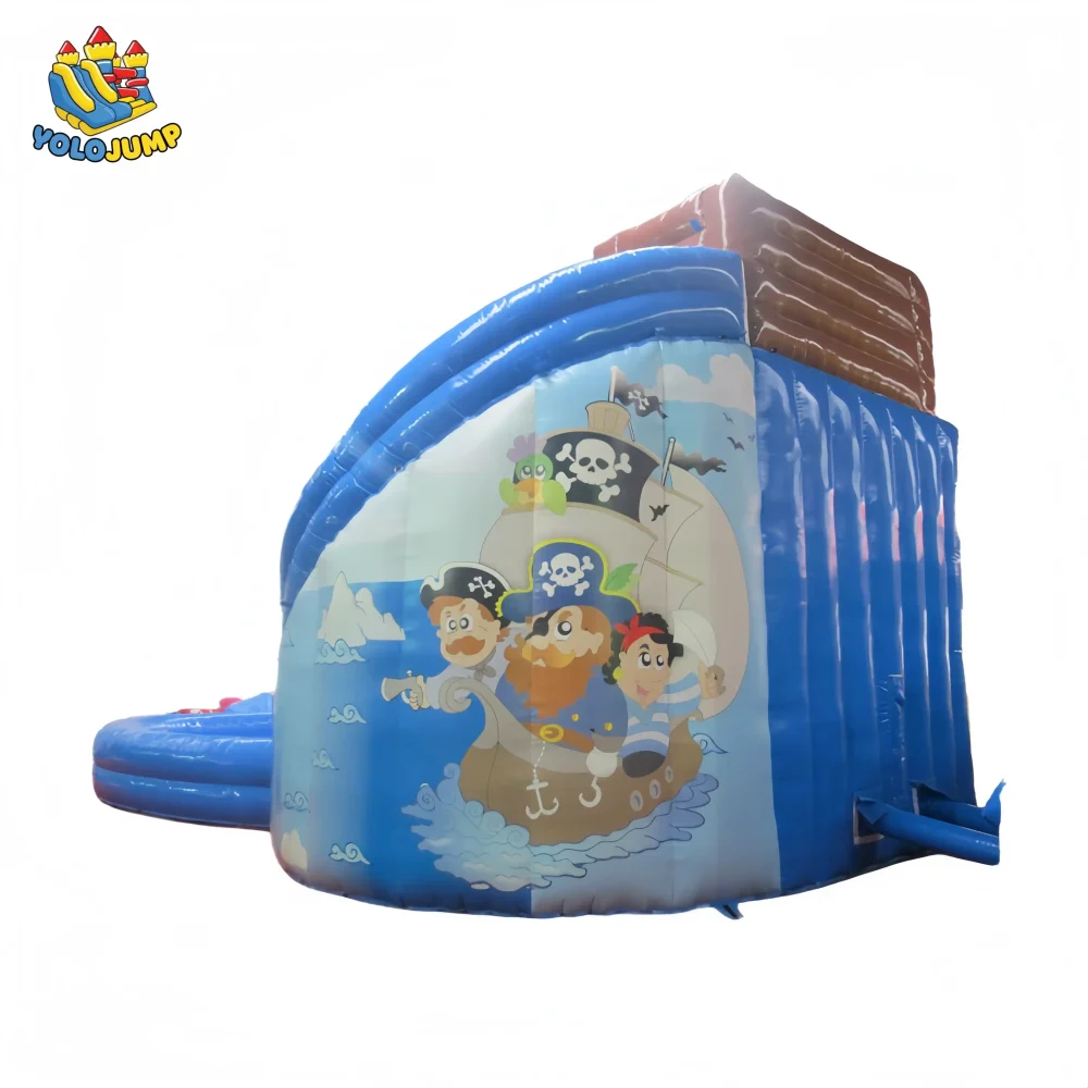 commercial caribbean bay patriotic double lane with pool inflatable water slides (2)
