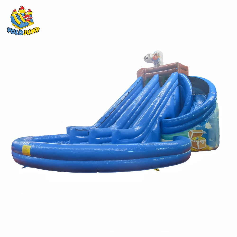 commercial caribbean bay patriotic double lane with pool inflatable water slides