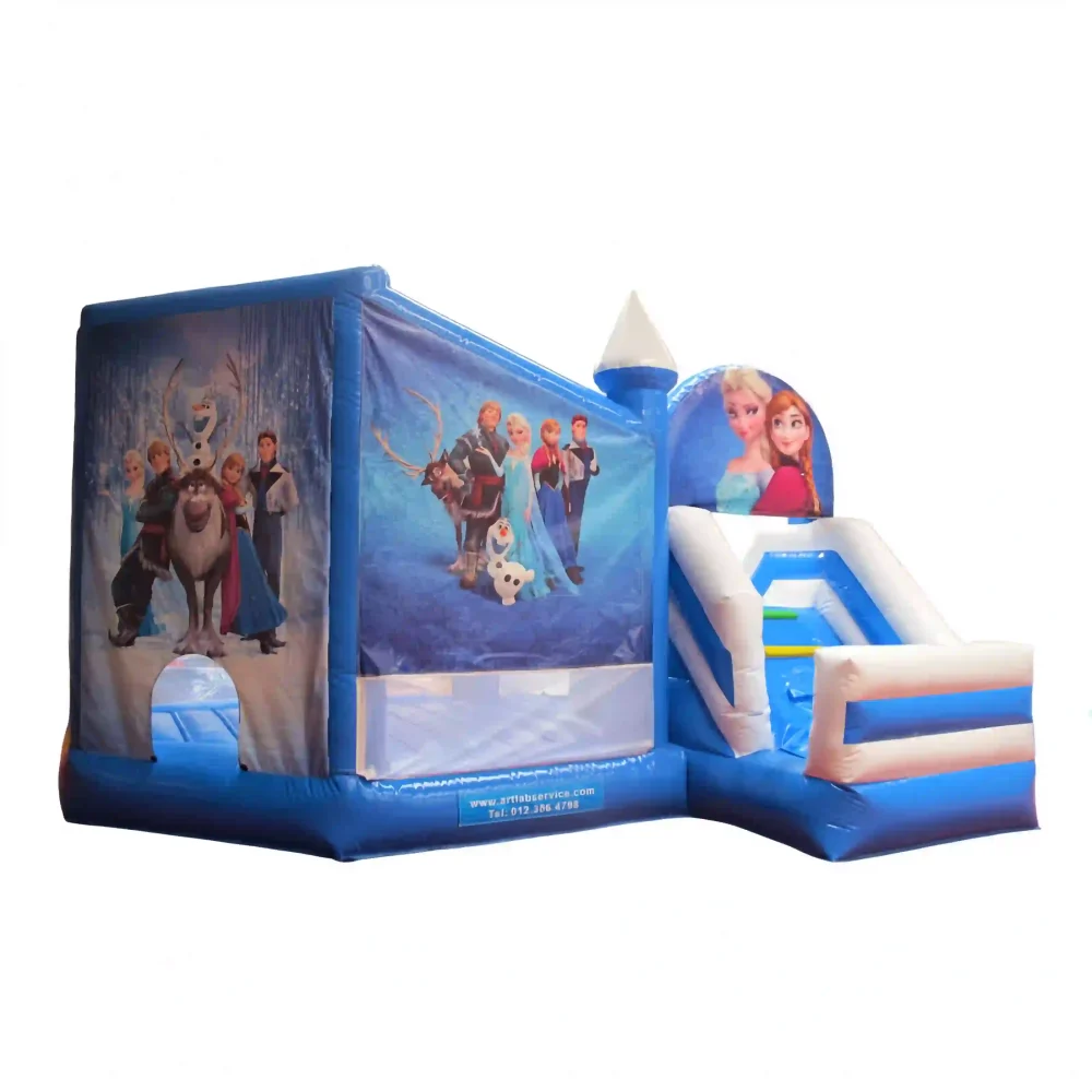 frozen blue theme commercial bounce house with slide (2)