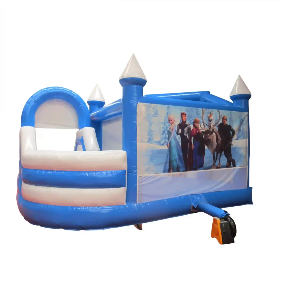 frozen blue theme commercial bounce house with slide (3)