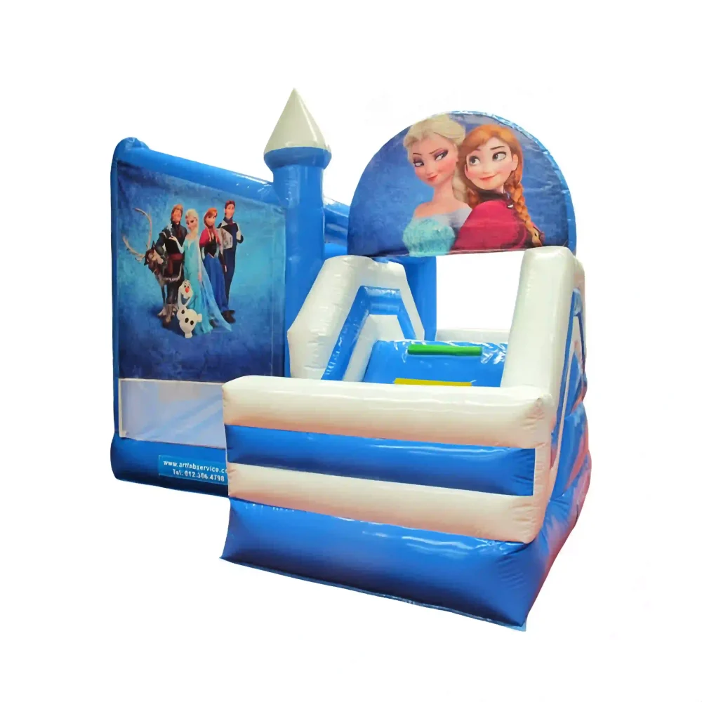 frozen blue theme commercial bounce house with slide