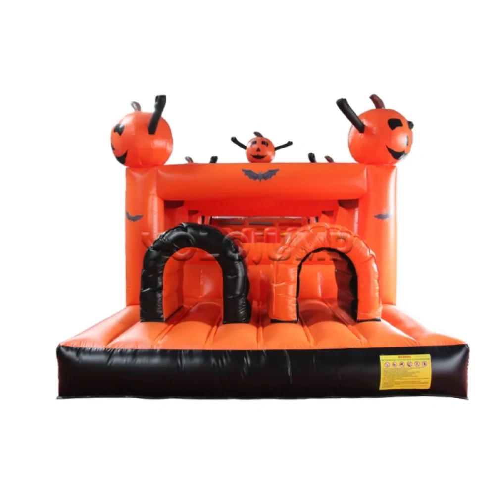 halloween pumpkin theme commercial inflatable obstacle course (2)