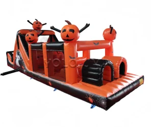halloween pumpkin theme commercial inflatable obstacle course