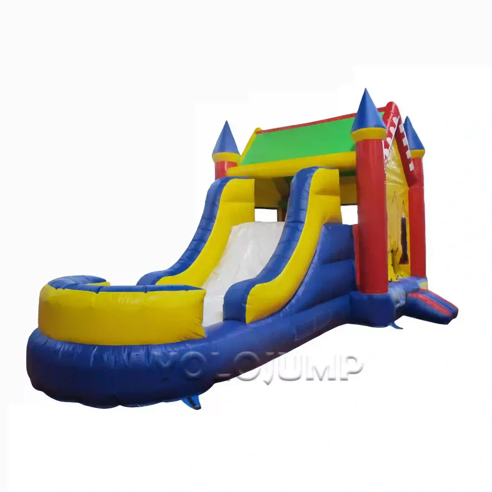 little house primary color bounce house with slide (3)