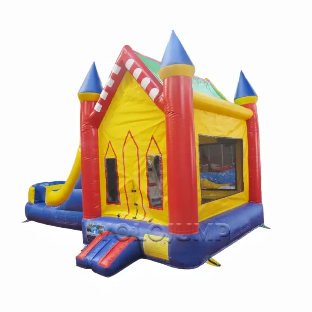 little house primary color bounce house with slide (5)