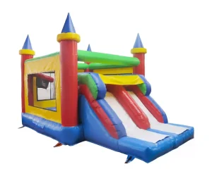 little house primary color commercial bounce house with slide 05