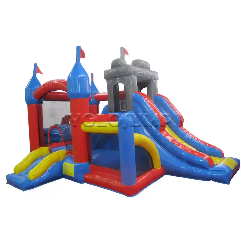 original color castle inflatable bounce house with slide (2)