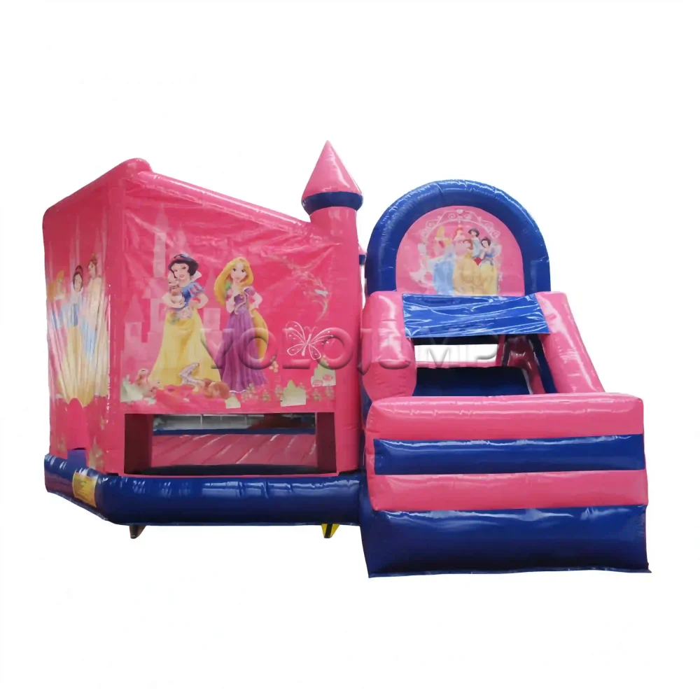 pink princess theme commercial bounce house with slide (2)