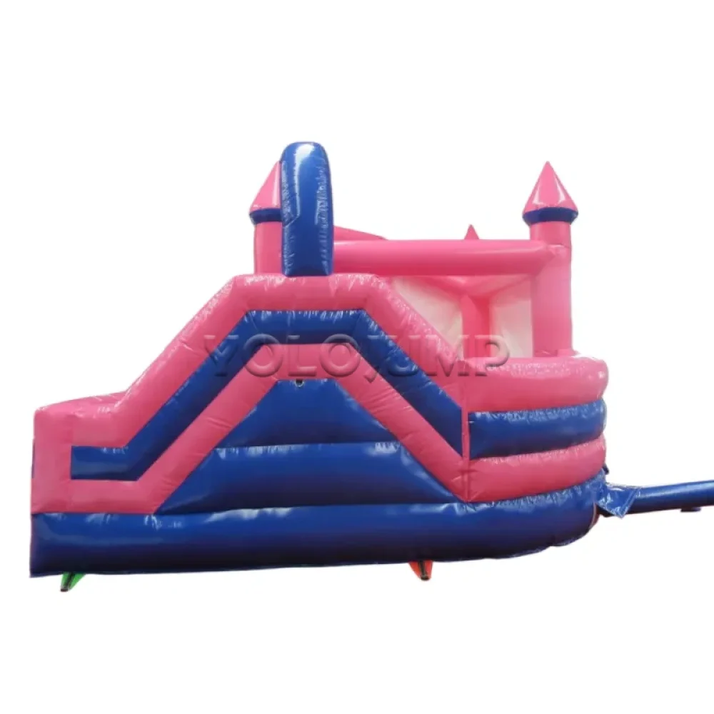 pink princess theme commercial bounce house with slide (3)