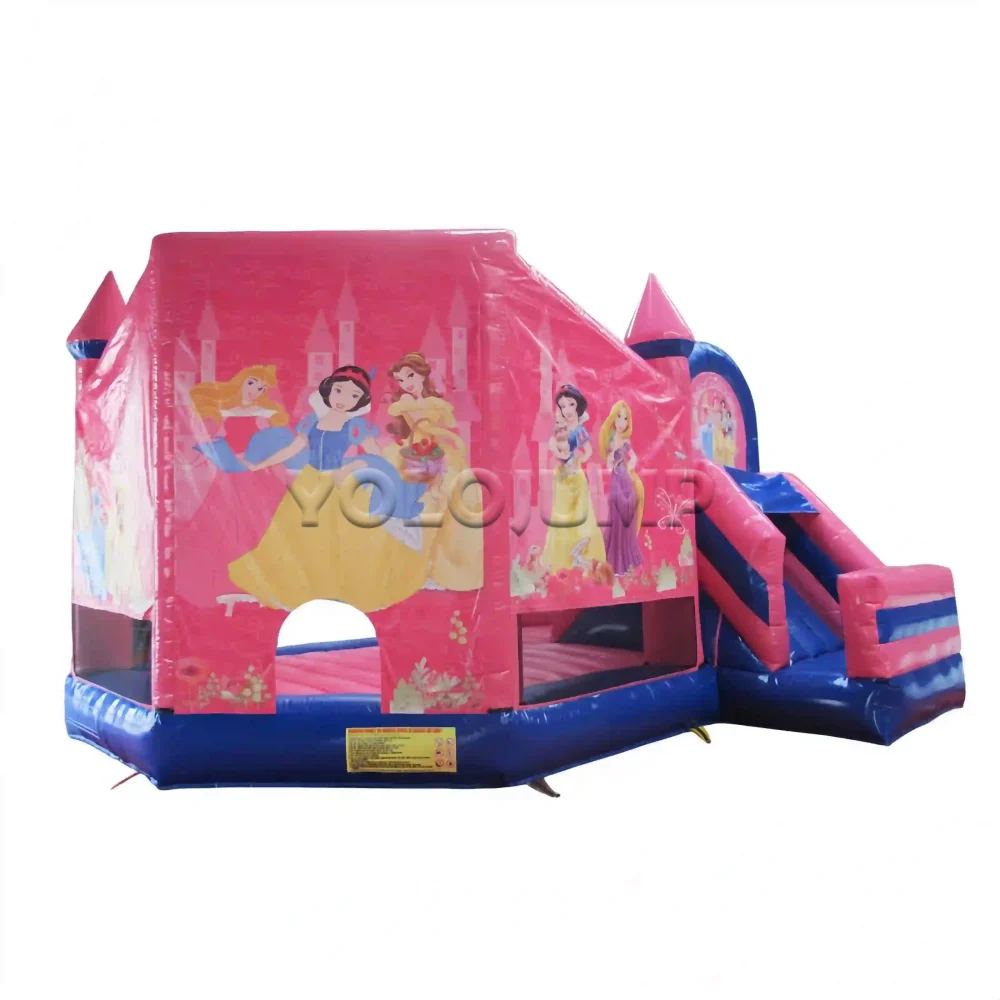 pink princess theme commercial bounce house with slide