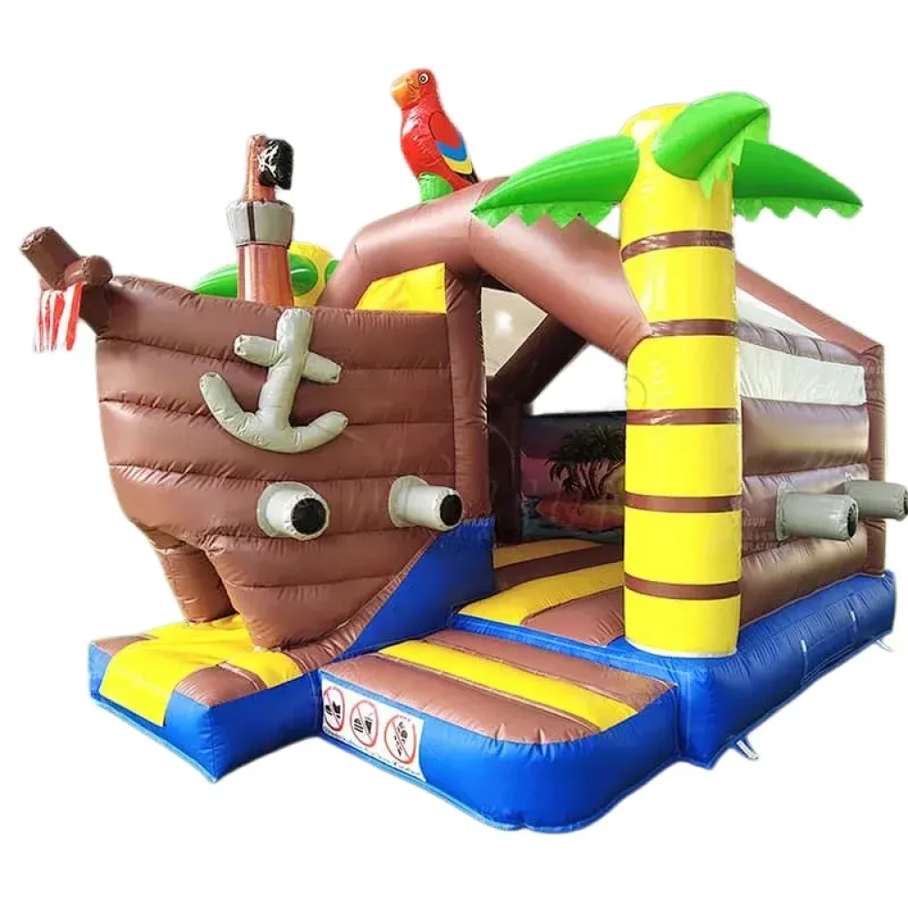 pirate ship primary colors commercial inflatable bounce house combo (2)