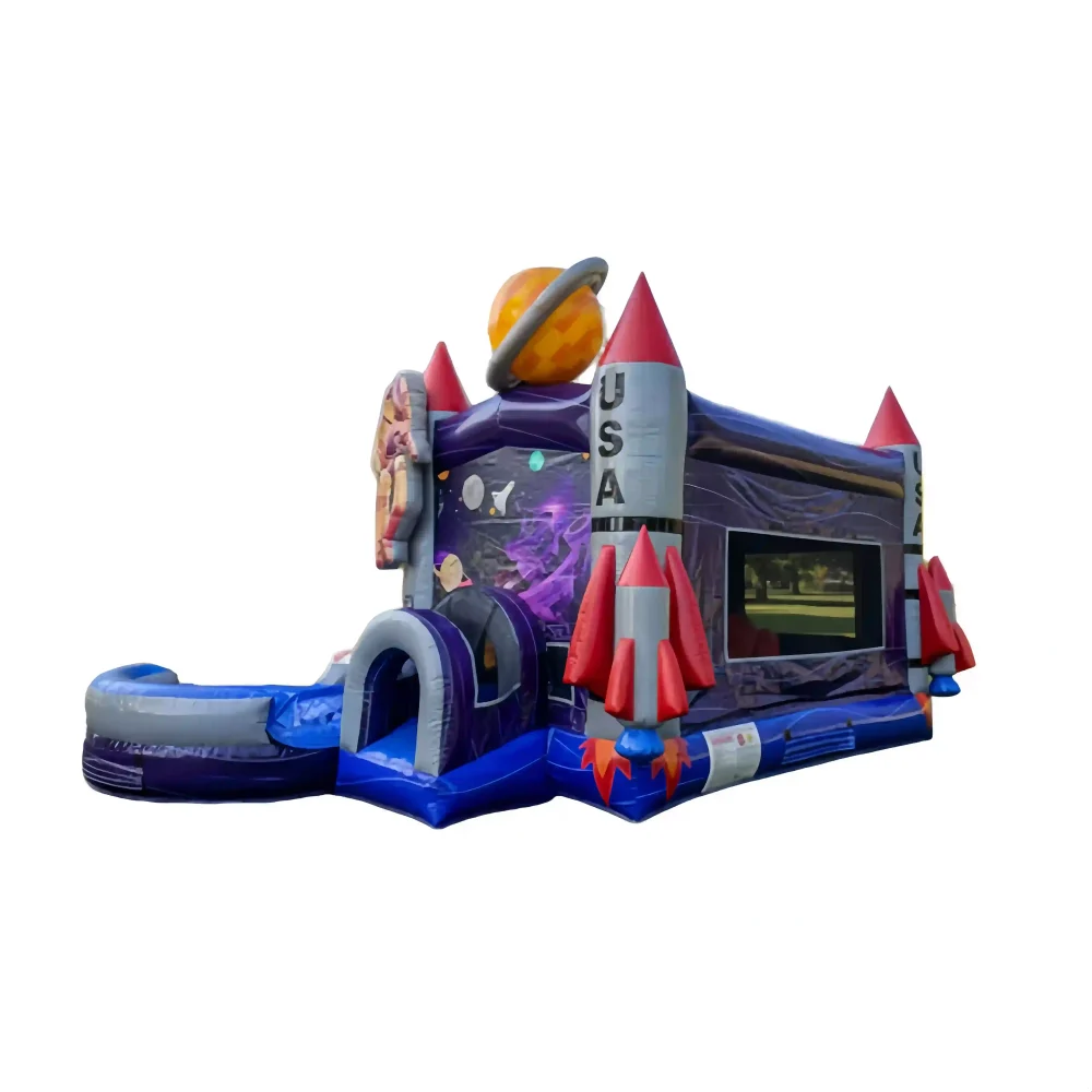 space combo with pool or stopper slide and bounce house combo (2)
