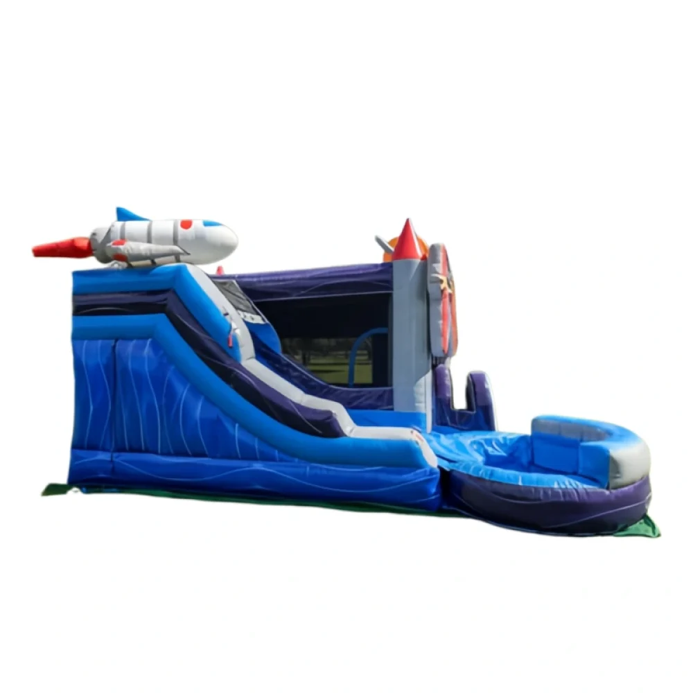 space combo with pool or stopper slide and bounce house combo (3)