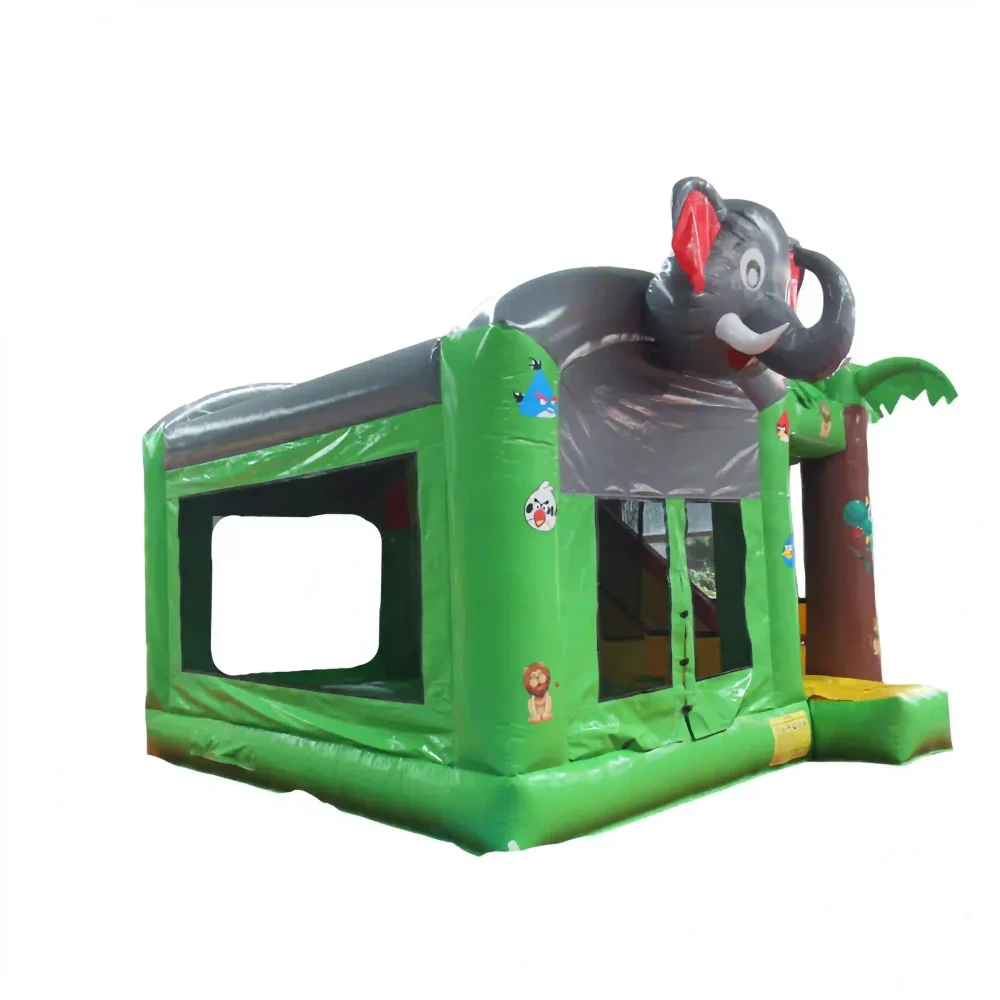 tropical elephant commercial bounce house with slide (2)