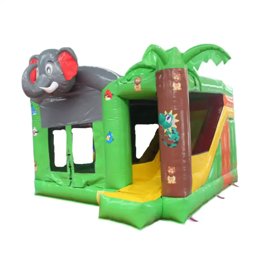 tropical elephant commercial bounce house with slide (3)