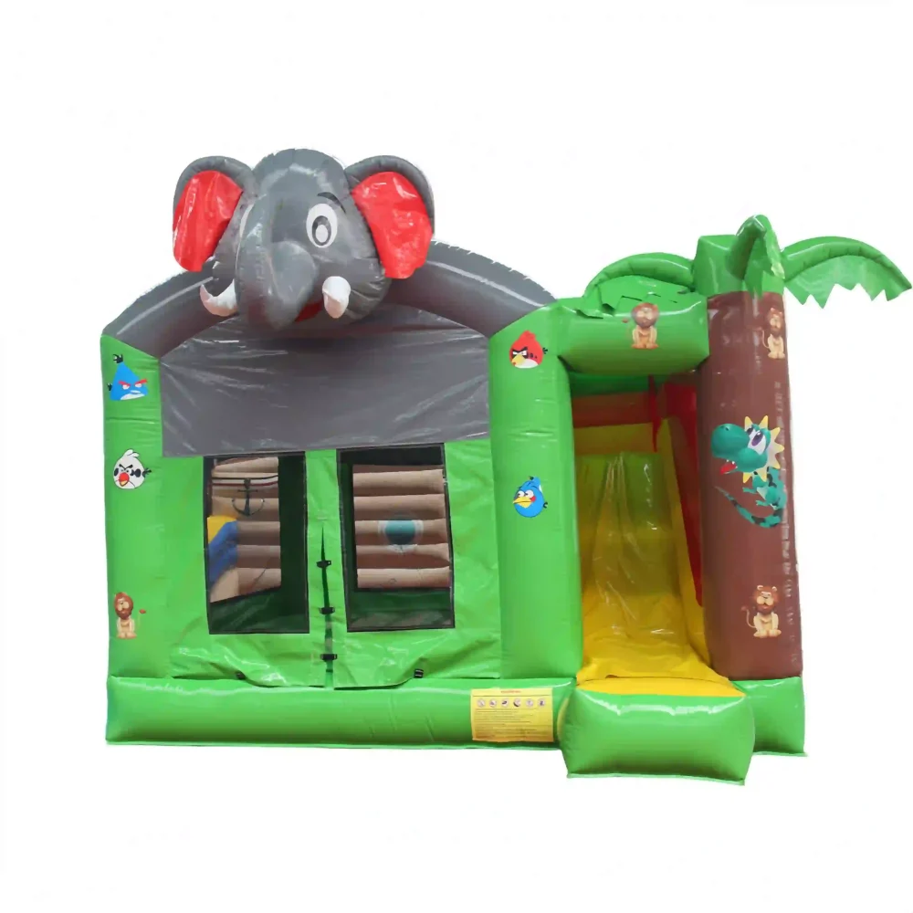tropical elephant commercial bounce house with slide