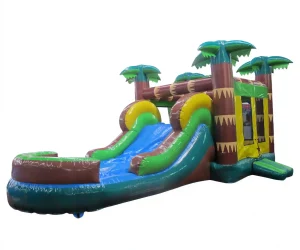 tropical rainforest commercial bounce house with slide (2)