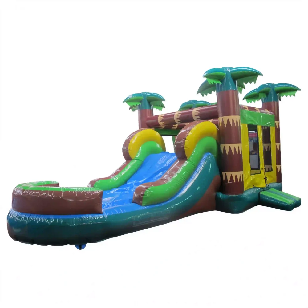 tropical rainforest commercial bounce house with slide (2)