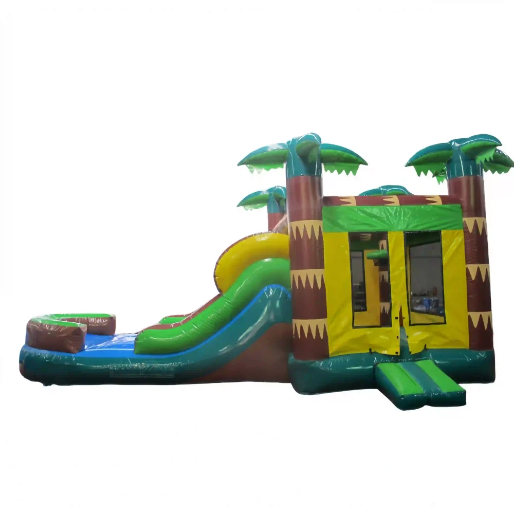 tropical rainforest commercial bounce house with slide (3)