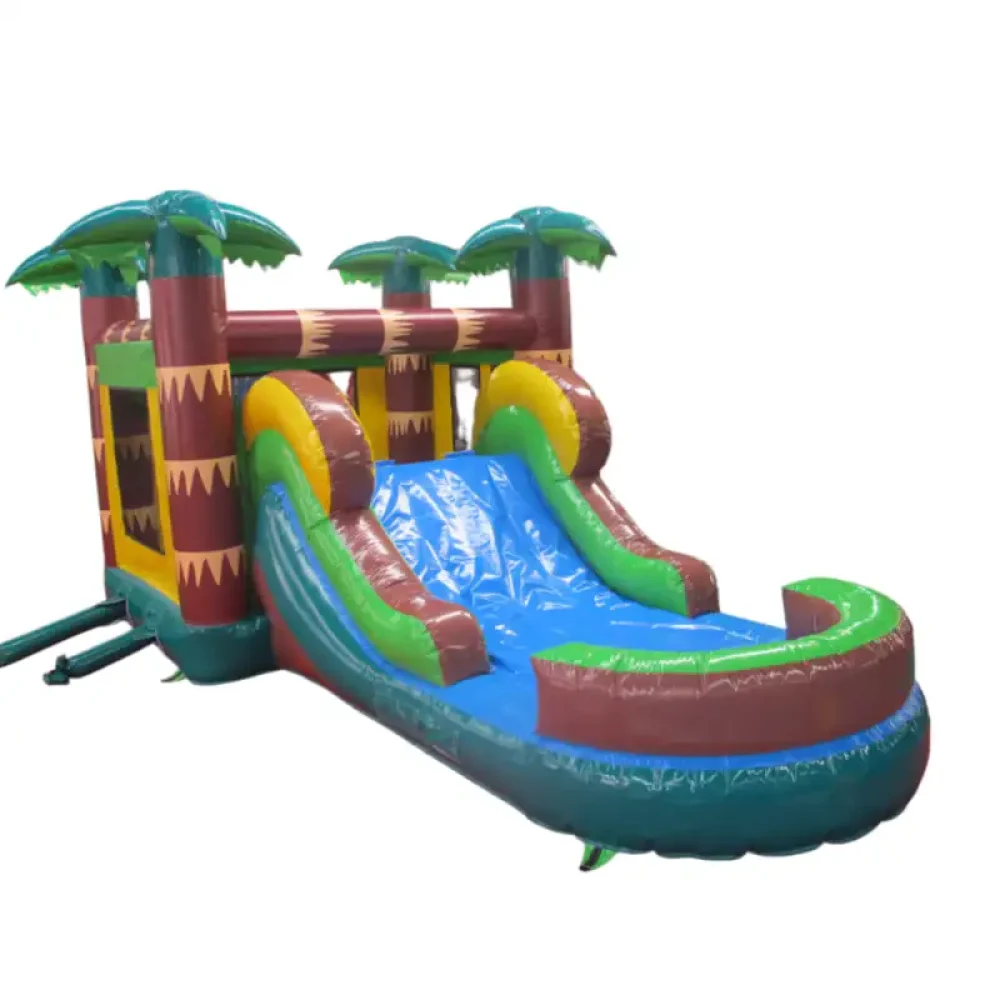 tropical rainforest commercial bounce house with slide (4)