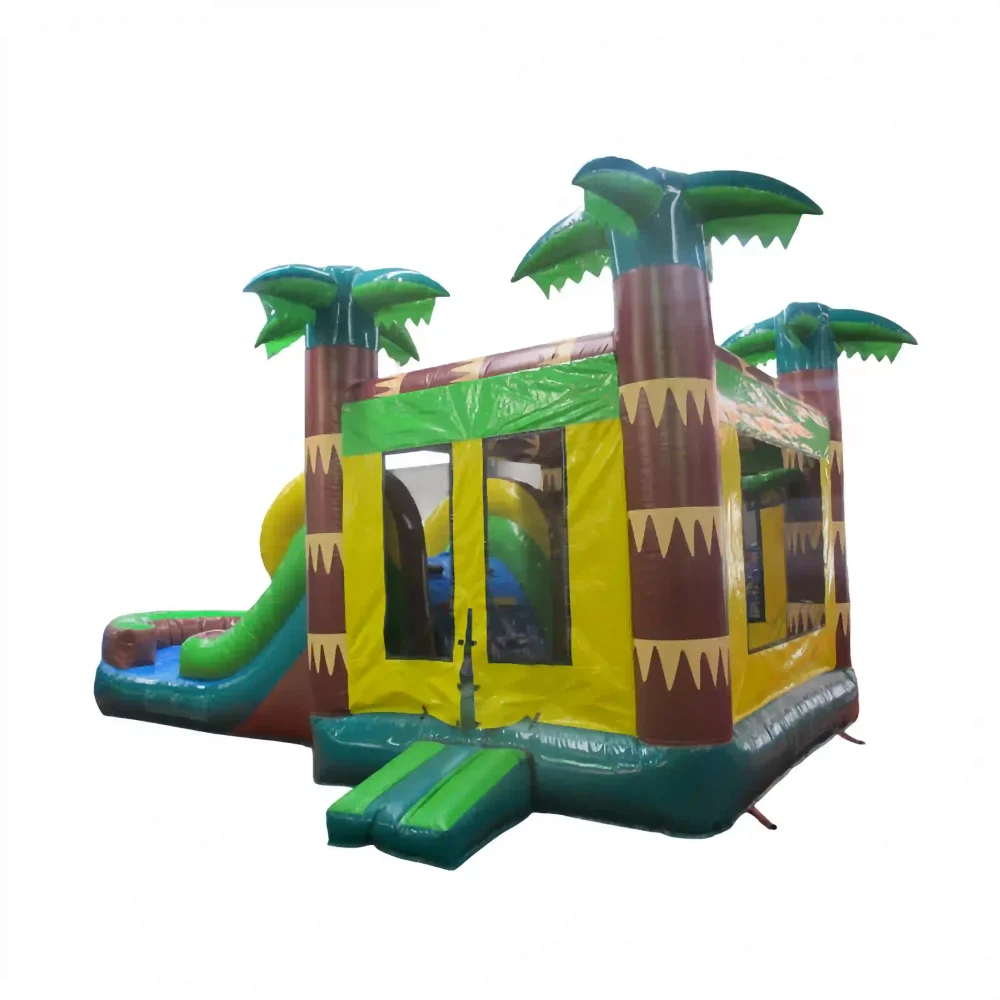 tropical rainforest commercial bounce house with slide