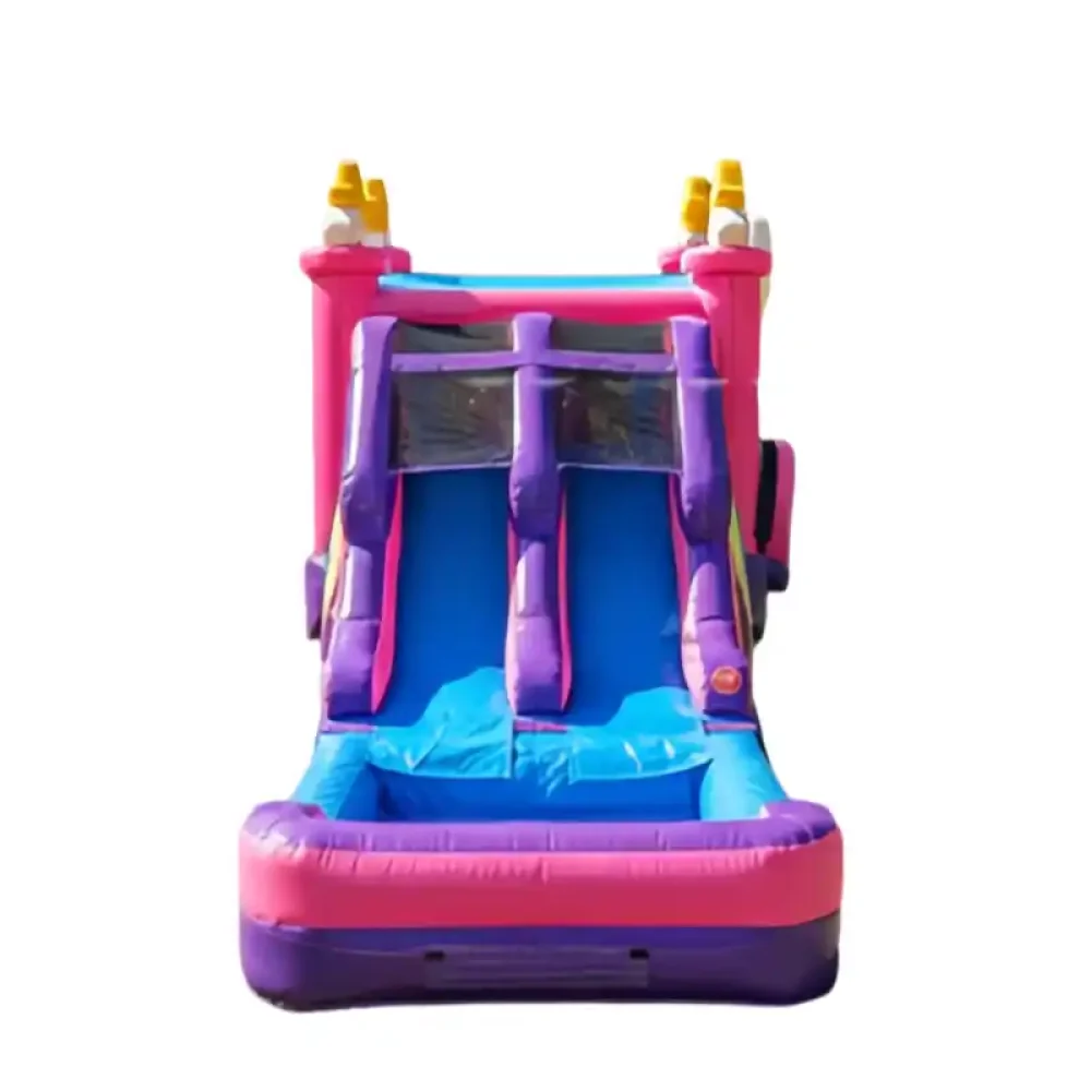 unicorn pink rainbow inflatable bounce house combo (5)